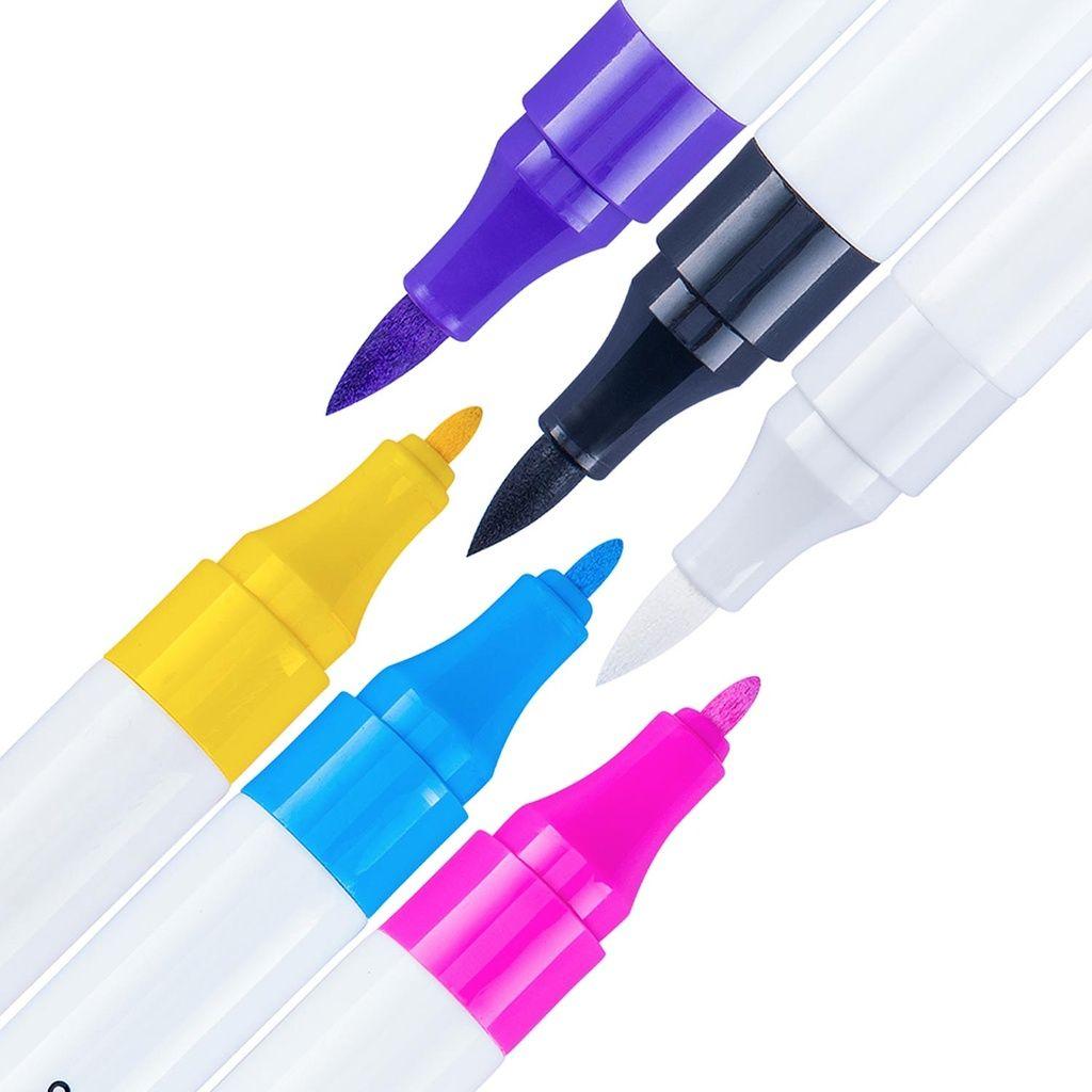 Marcadores Acrílicos Adix Punta Brush/Fina 6 Colores-2
