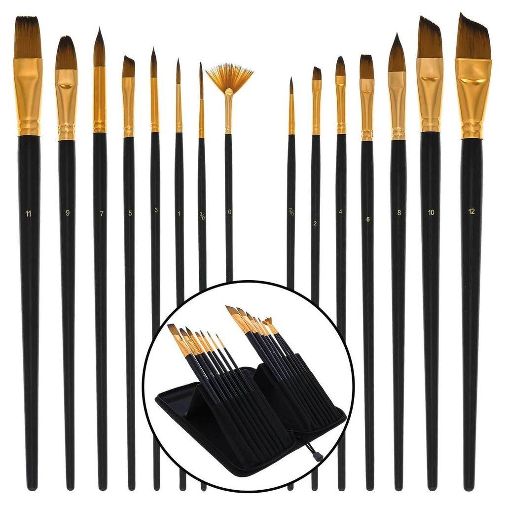 Pinceles para Acuarela y Acrílico con Estuche Set 15 pcs.-3