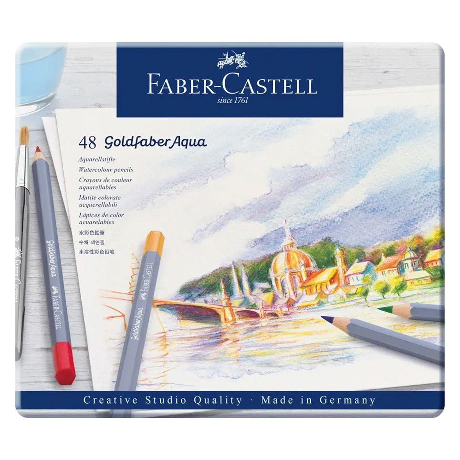 Lápices Acuarelables Faber-Castell Goldfaber Aqua 48 Colores-1