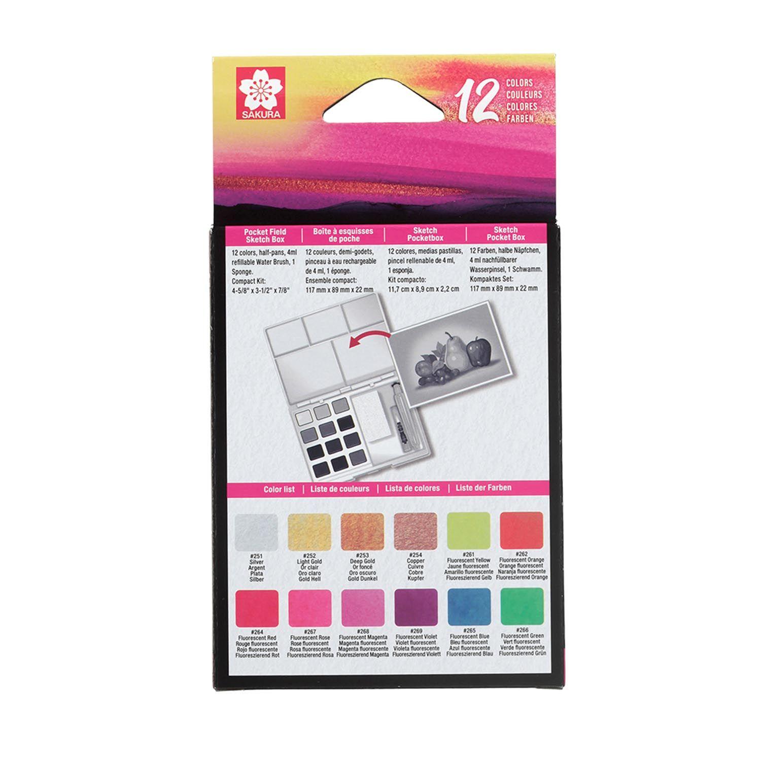 Sakura Koi Acuarela + Waterbrush  12 Colores (4m + 8f)-3