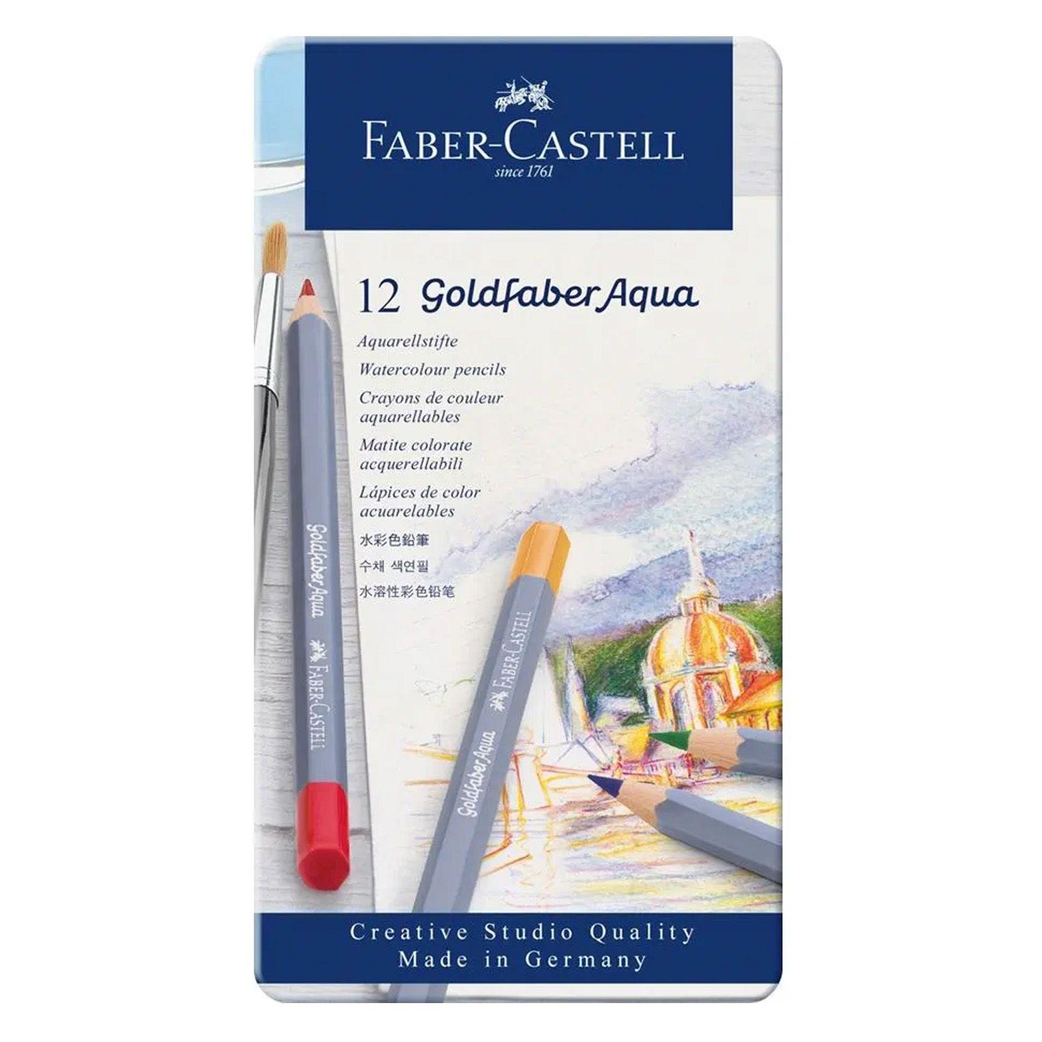 Lápices Acuarelables Faber-Castell Goldfaber Aqua 12 Colores-0