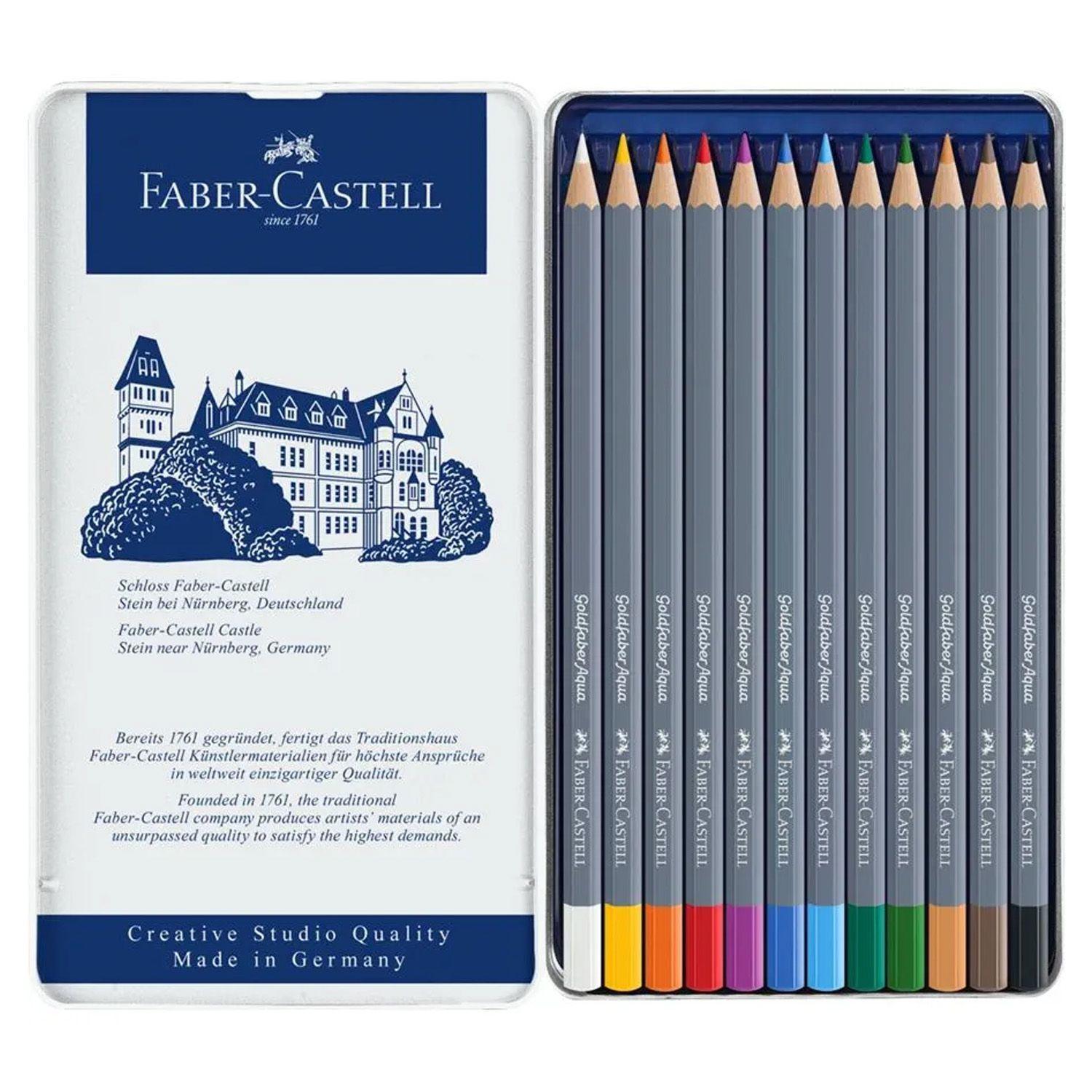 Lápices Acuarelables Faber-Castell Goldfaber Aqua 12 Colores-1