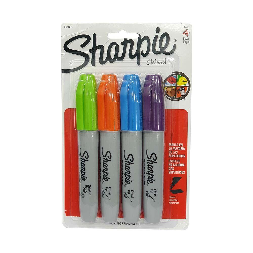 Marcador Sharpie 4 Colores Punta Biselada-0