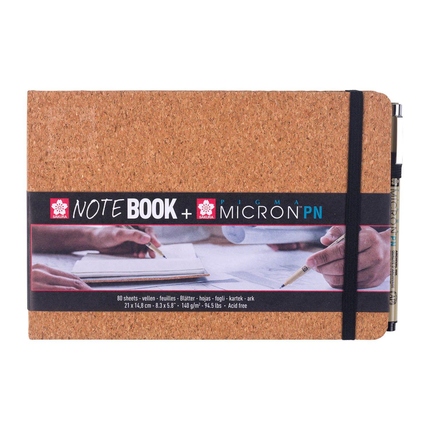 Sketchbook Hoja  Blanca 15x21 cm Corcho + Pigma Micron PN-0