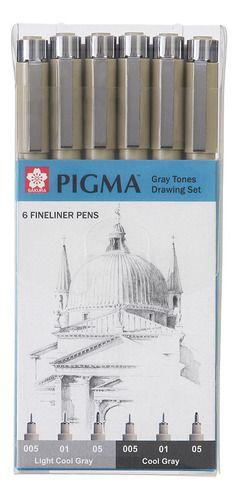 Set De Tiralínea Pigma Micron Sakura 6 Grises Frios-0