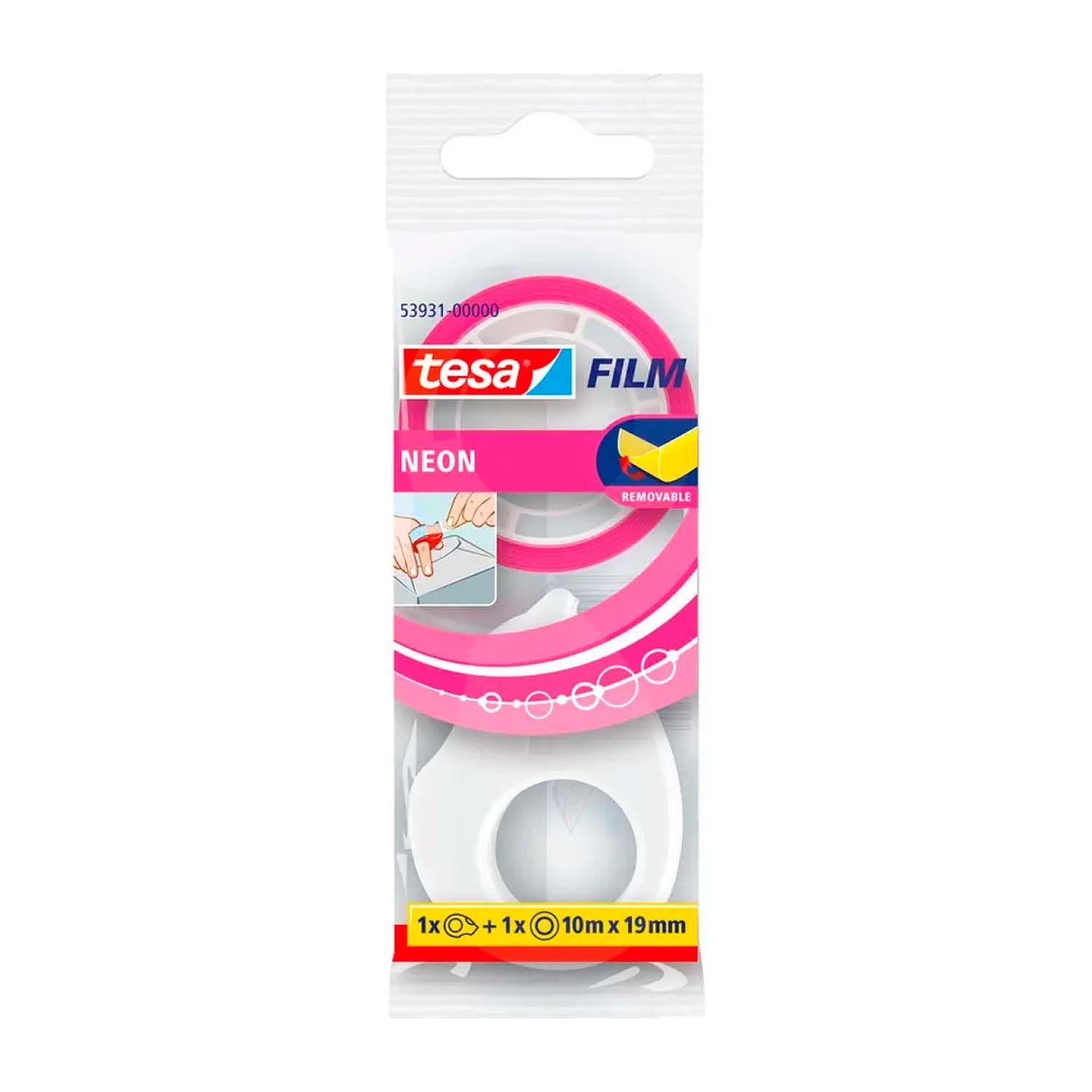 Dispensador Con Cinta Adhesiva Neón Tesa Color Surtido 10mts-3