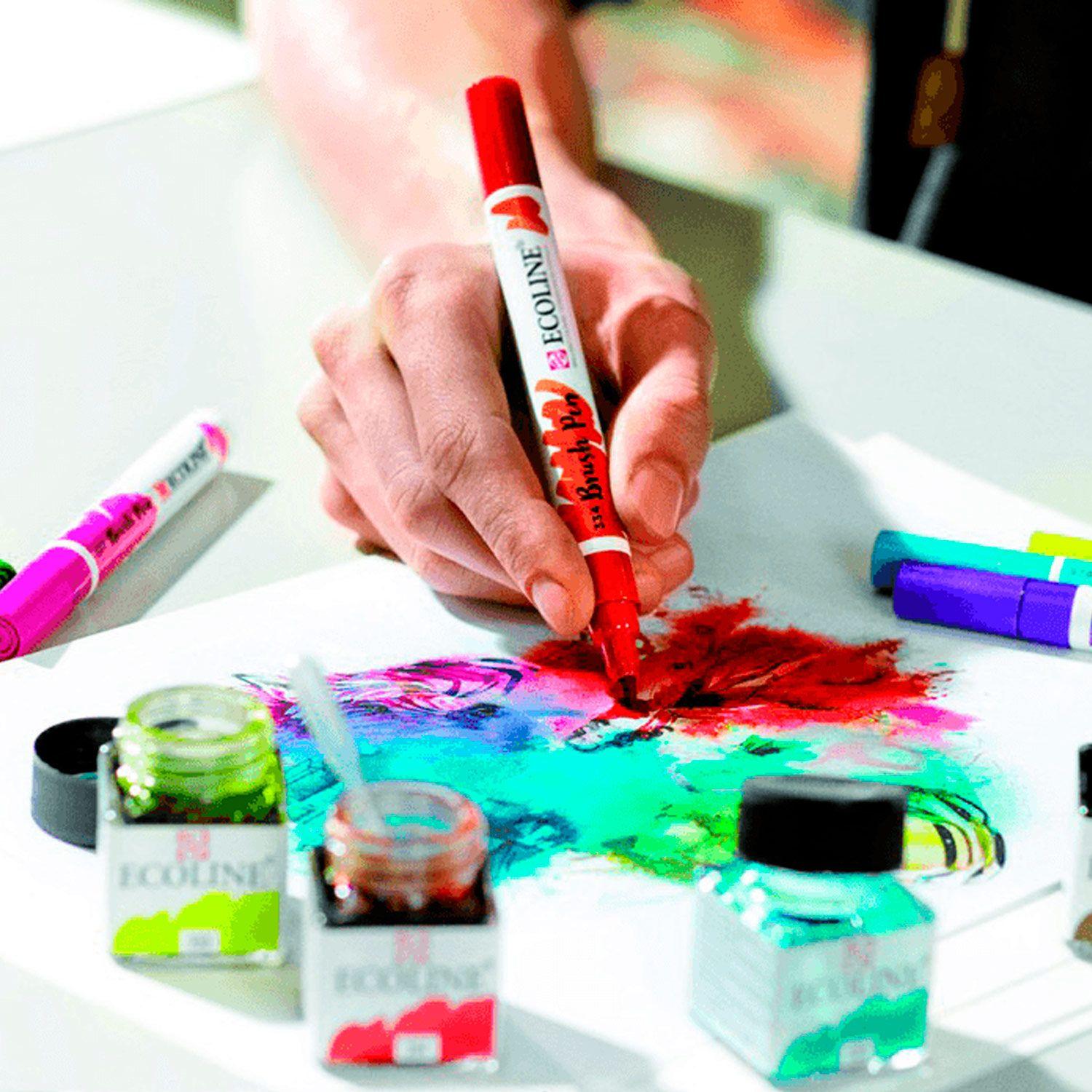 Set Plumones Punta Pincel Ecoline (5 Colores Primarios)-2