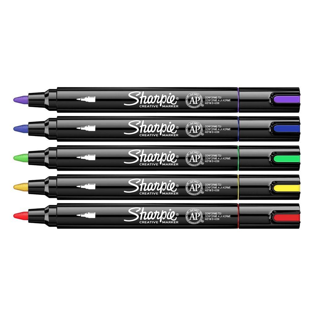 5 Marcadores Sharpie Acrílico Punta Bala + Set de Palabras-1