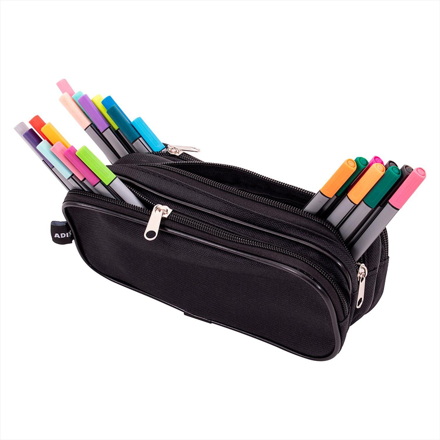 Estuche Escolar Triple Cierre Adix Negro-2
