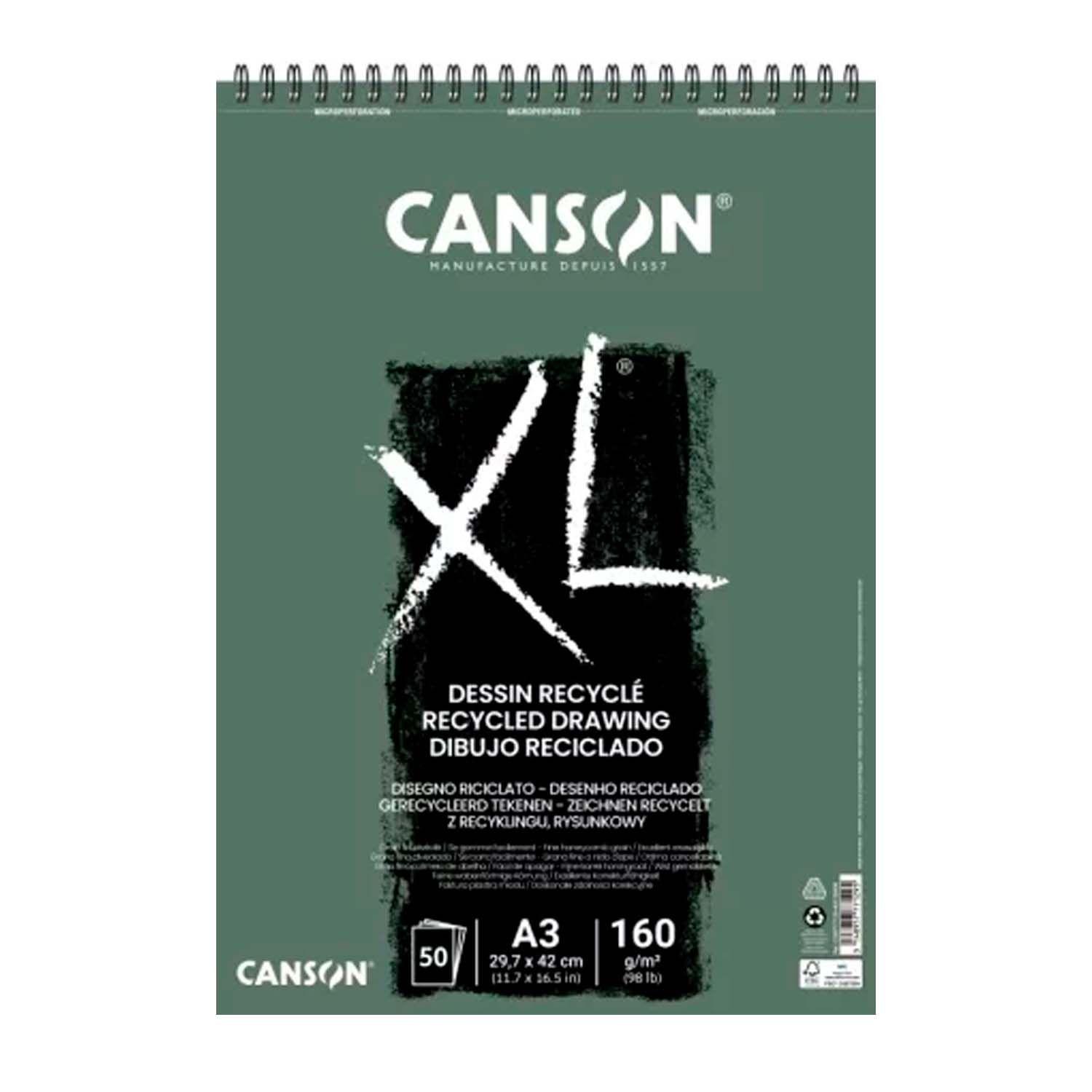 Croquera Canson XL Recycle 160gr 50 hjs A3(29.7x42cm)-0