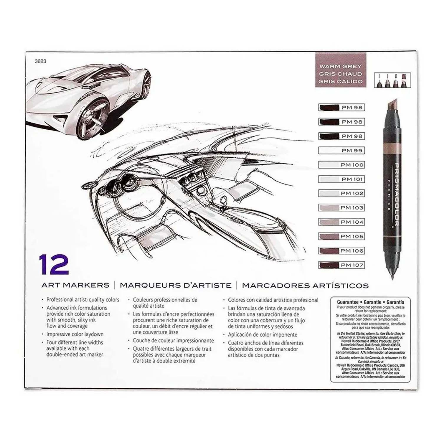 Marcador Prismacolor Premier 12 Colores Gris Frances-3