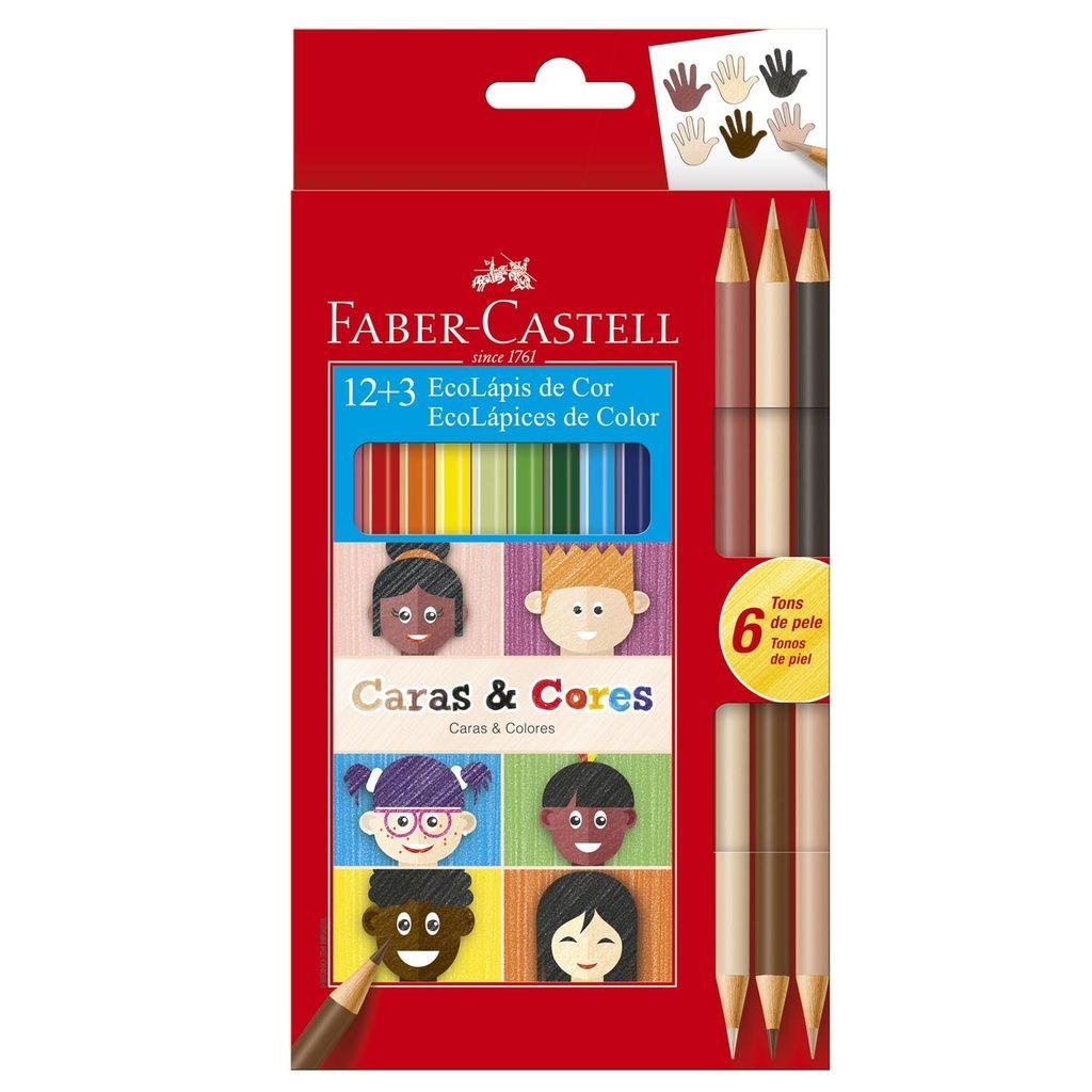Lápices Faber-Castell Ecolápices 12+3 Caras y Colores-0