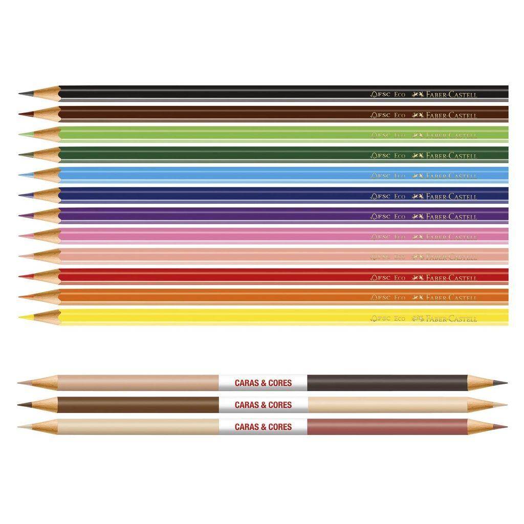 Lápices Faber-Castell Ecolápices 12+3 Caras y Colores-1