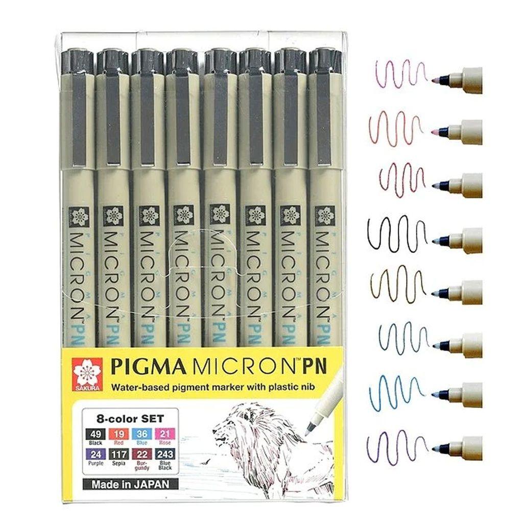 Set De Tiralínea Pigma Plastic Nib Sakura 8ud-0