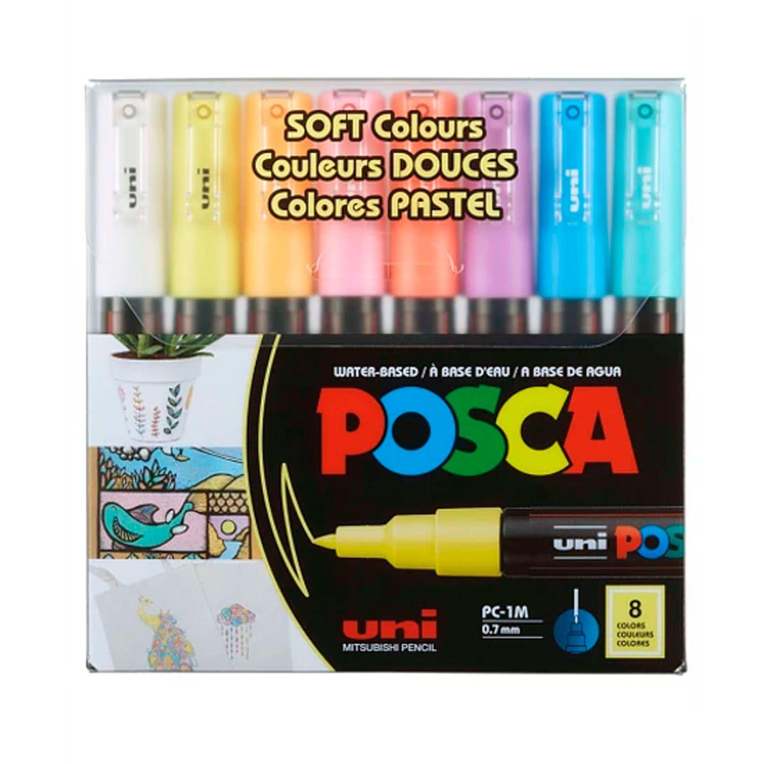 Marcador Uni Posca set 8 Colores Pastel 1M (0.7mm)-0