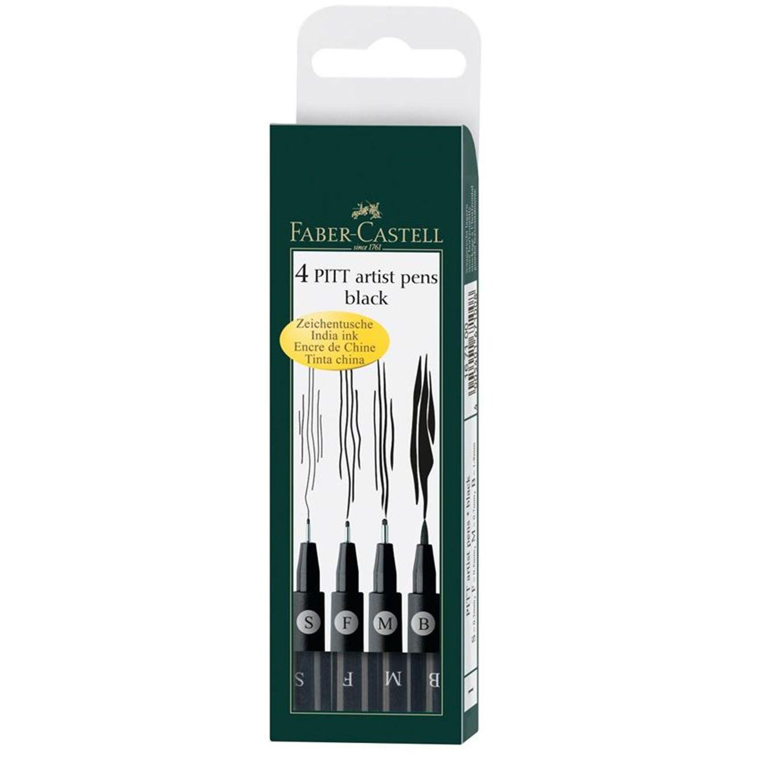 Rotuladores Faber-Castell Negro 4 puntas Pitt Artist Pen-0