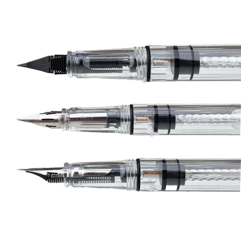 Pluma Transparente  plumín G extra flexible con convertidor-2