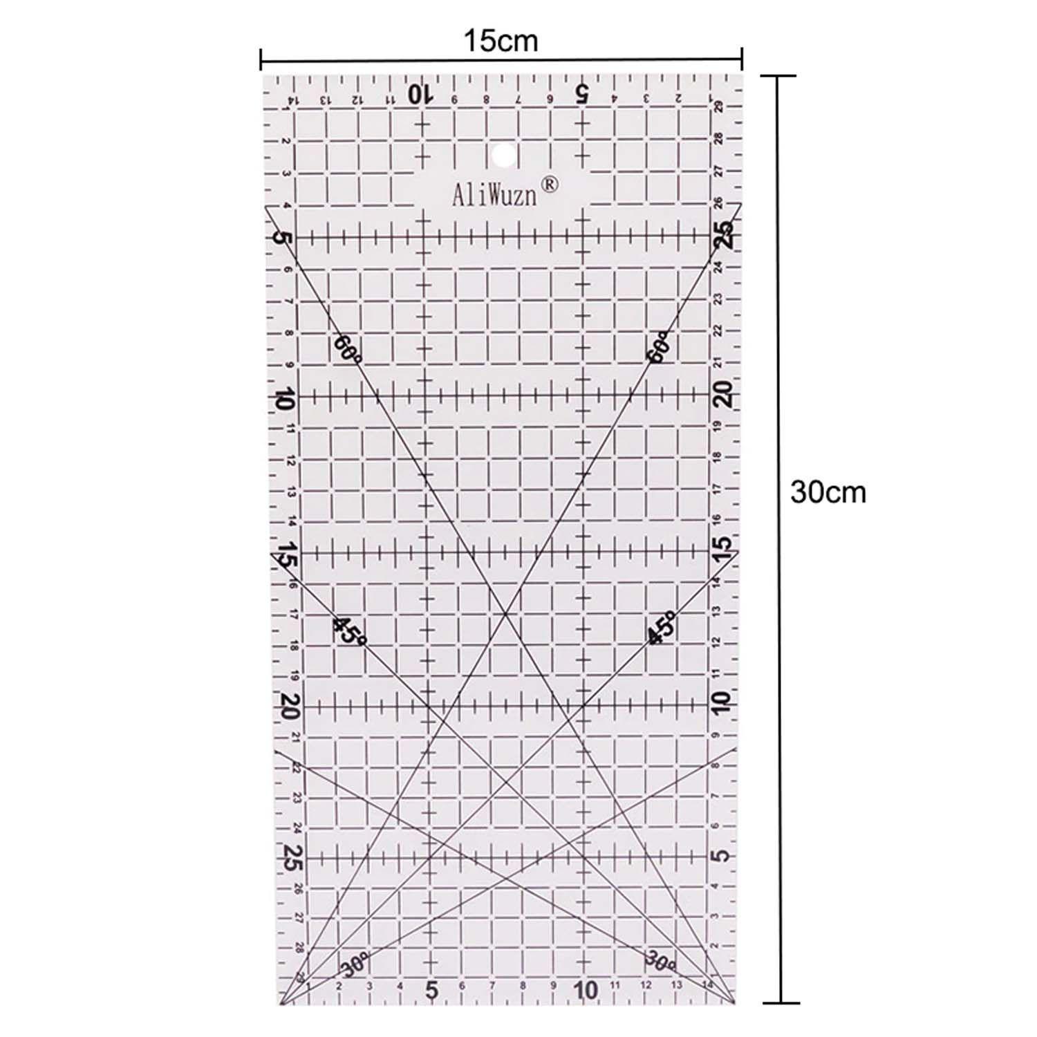 Regla Patchwork Quilting 30x15cm Con Ángulos 30-45-60 Grados-1