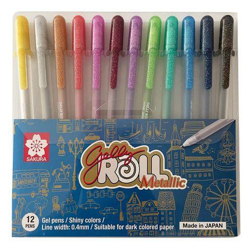 Lápices Gel Gelly Roll  12 Colores Metálicos-0