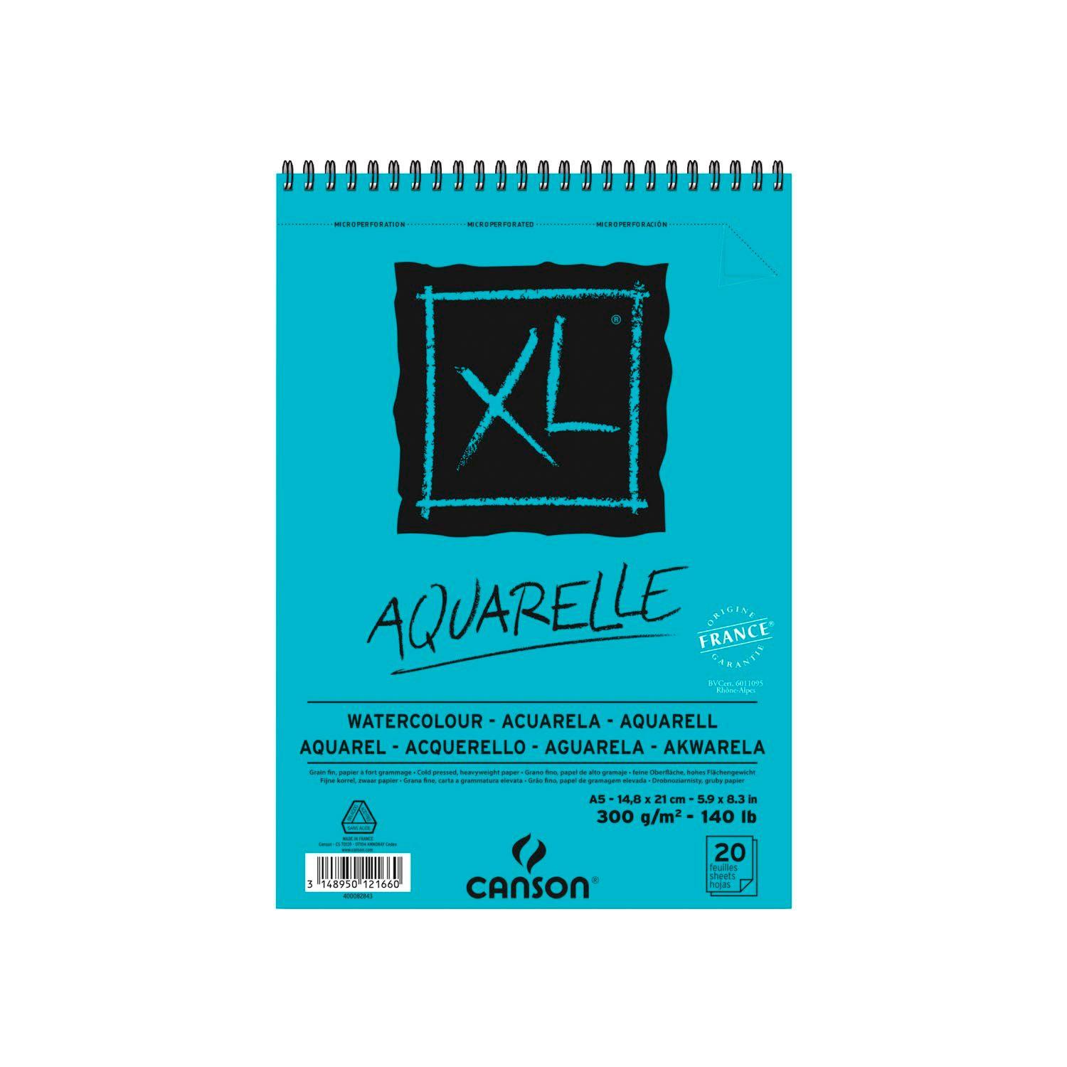 Croquera Canson XL Aquarelle 300gr 20 hjs A5(14.8x21cm)-0