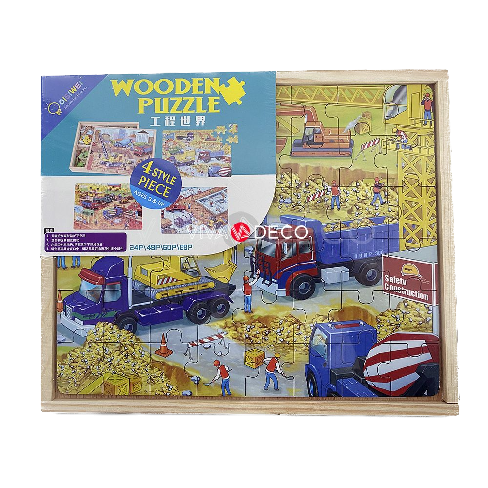 Puzzle Infantil Construcción 4 en 1 Rompecabeza-0