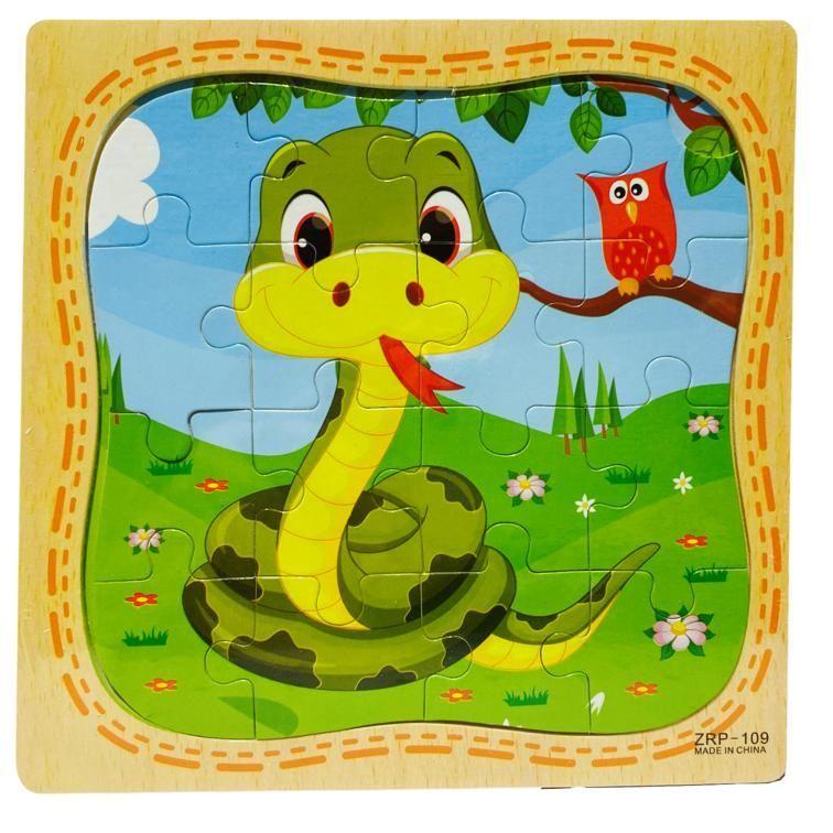 Puzzle Infantil Rompecabeza de 16 Piezas Cada Una SERPIENTE-0