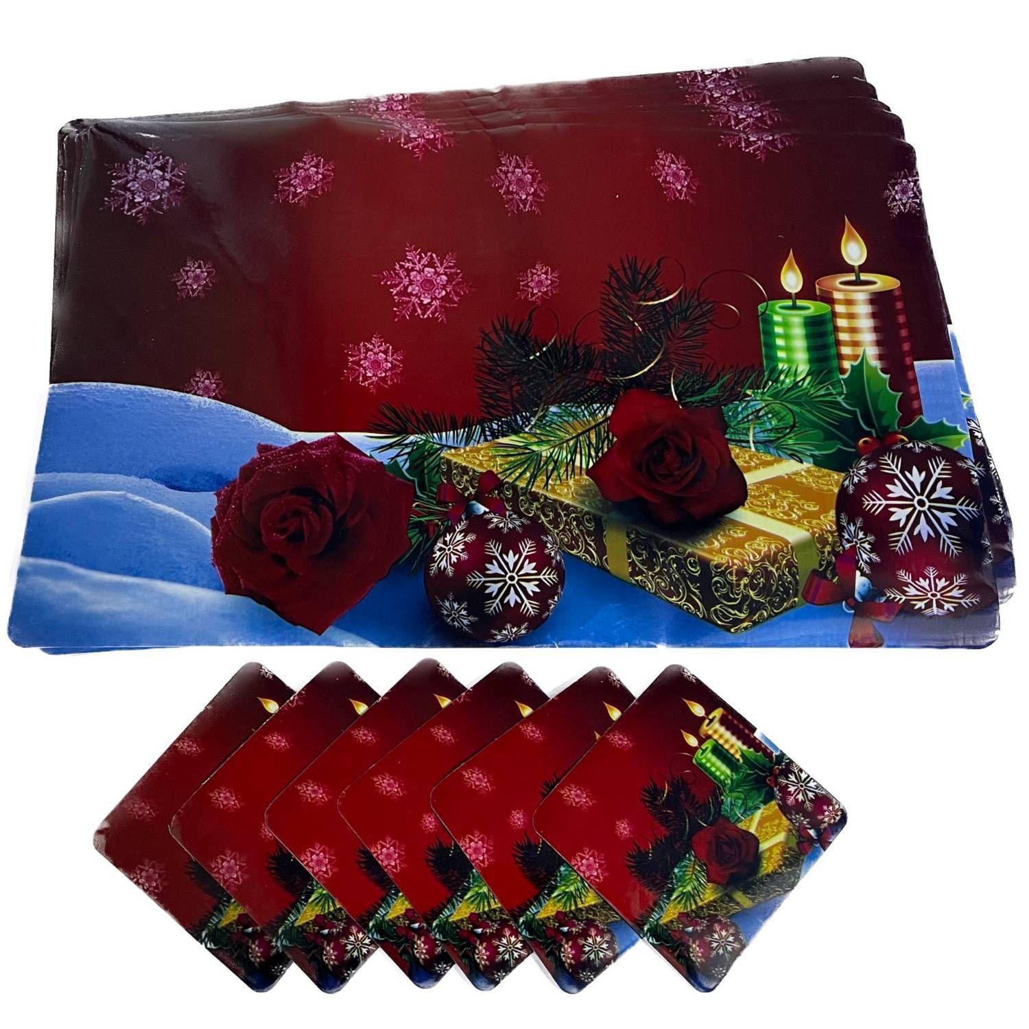 Individual Navidad Mesa Impreso Incluye 12 Piezas-1