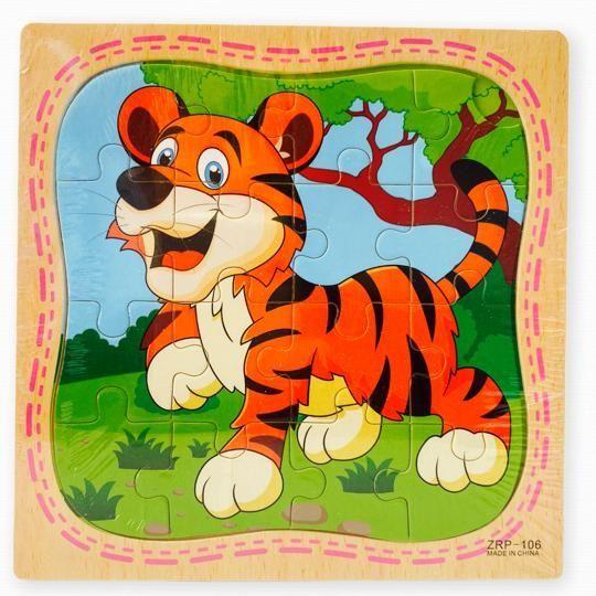 Puzzle Infantil Rompecabeza de 16 Piezas Cada Una TIGRE-0