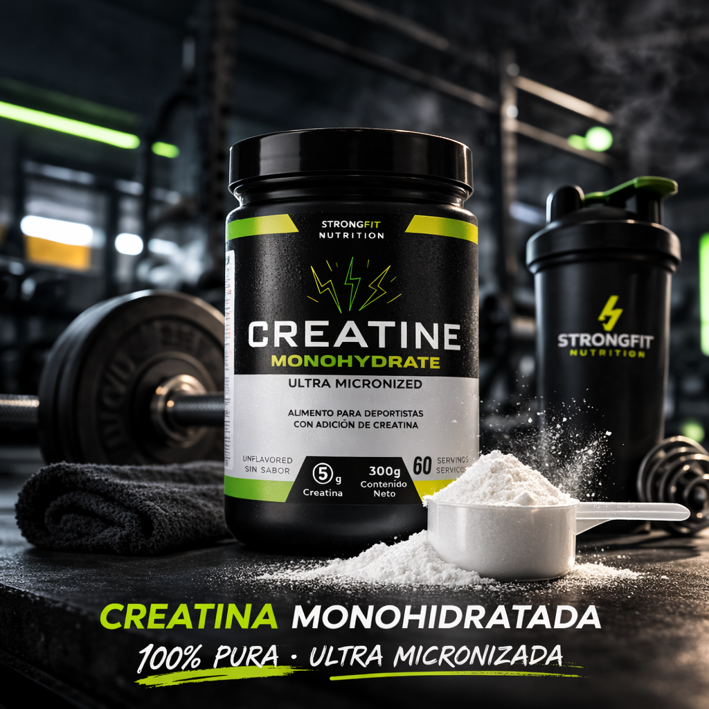 Pack Proteina Vegetal Creatina 300g Shaker regalo Strongfit-2