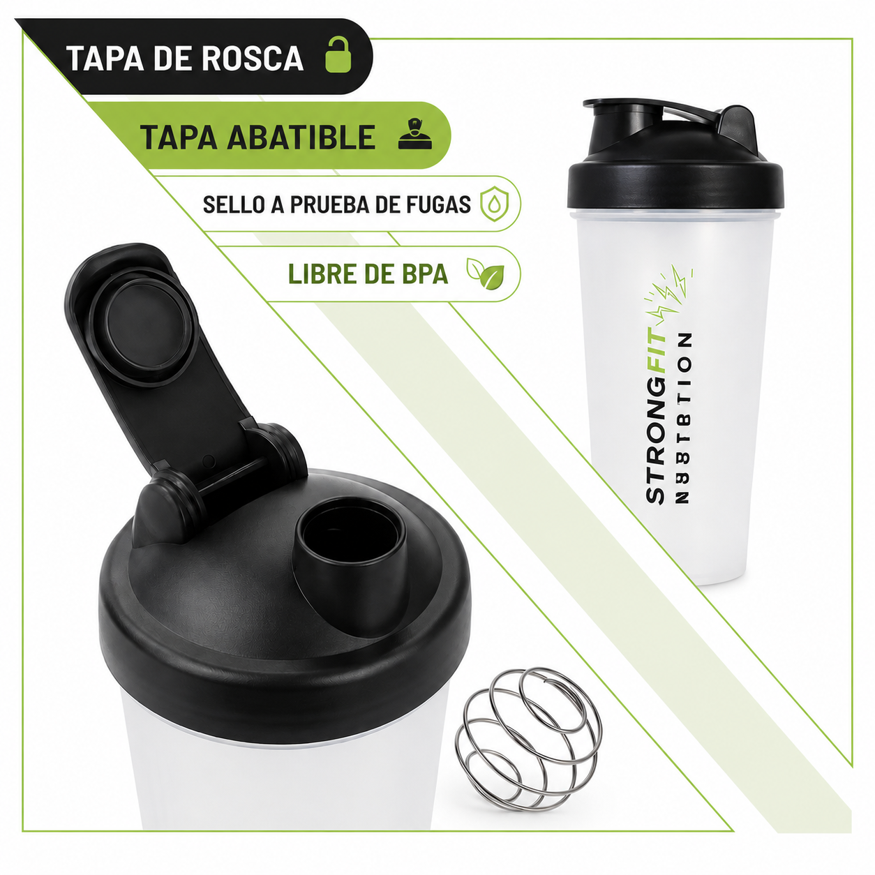 Pack Proteina Vegetal Creatina 300g Shaker regalo Strongfit-4
