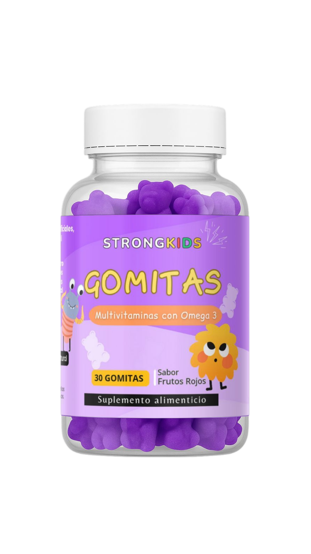 Gomitas Multivitaminicas Niños Con Omega3 Strongkids Frutos Rojos-0