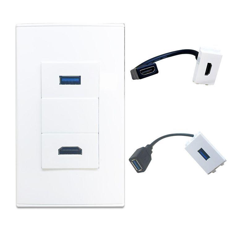 Placa A Muro 1 Puerto Hdmi (v2.1) 4k , 1 Puerto Usb (v 3.0)-0