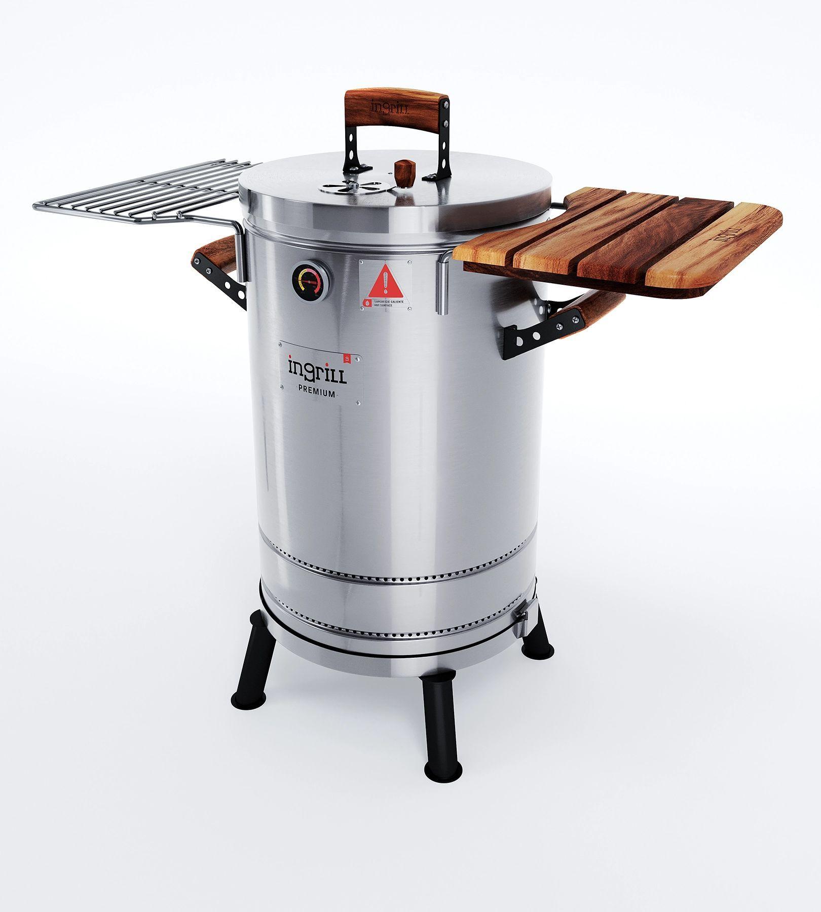 Barril Parrilla Ahumador y Asador Ingrill Mediano Premium Plateado-1
