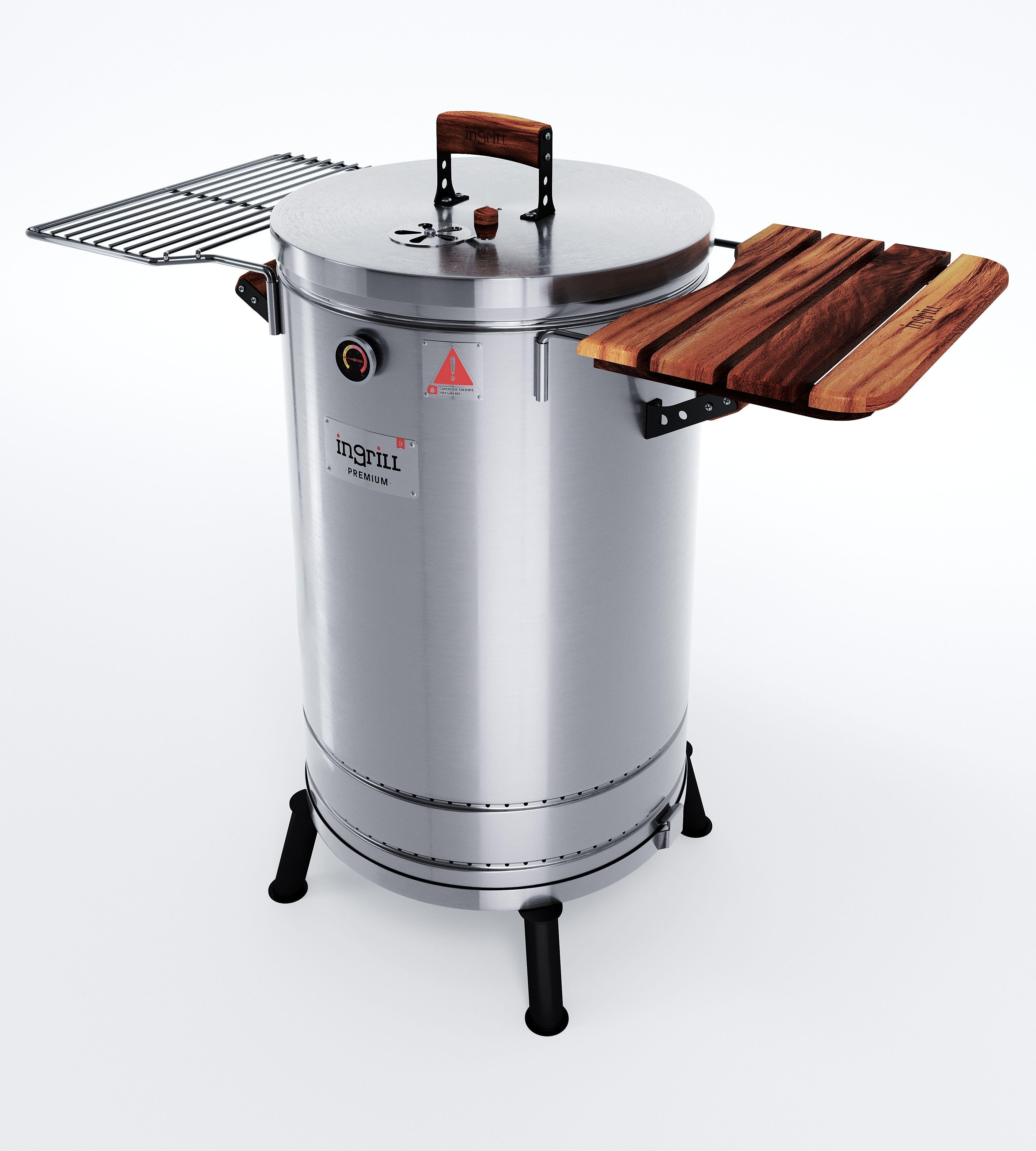 Barril Parrilla Ahumador y Asador Ingrill Grande Premium Plateado-1