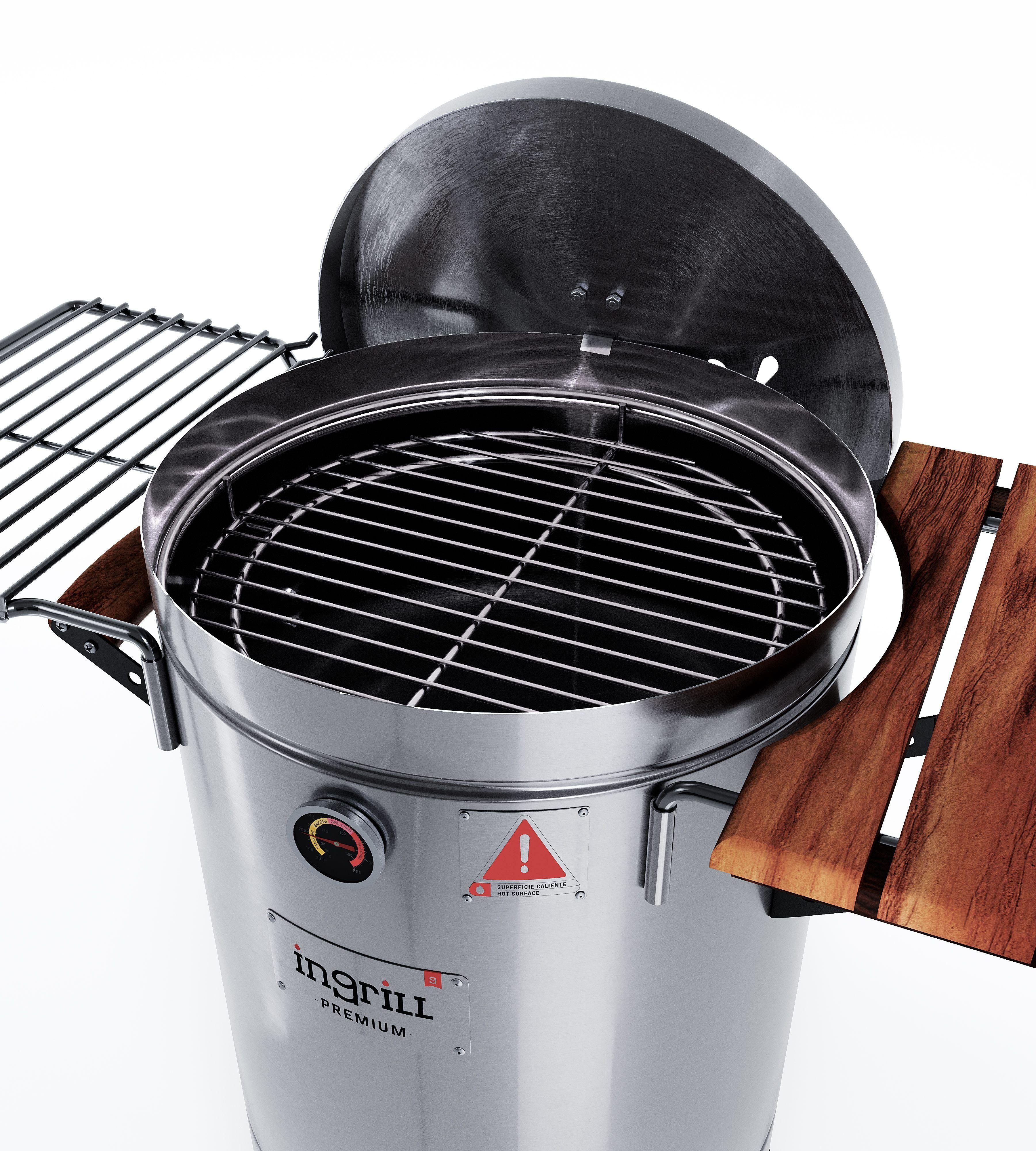 Barril Parrilla Ahumador y Asador Ingrill Grande Premium Plateado-2