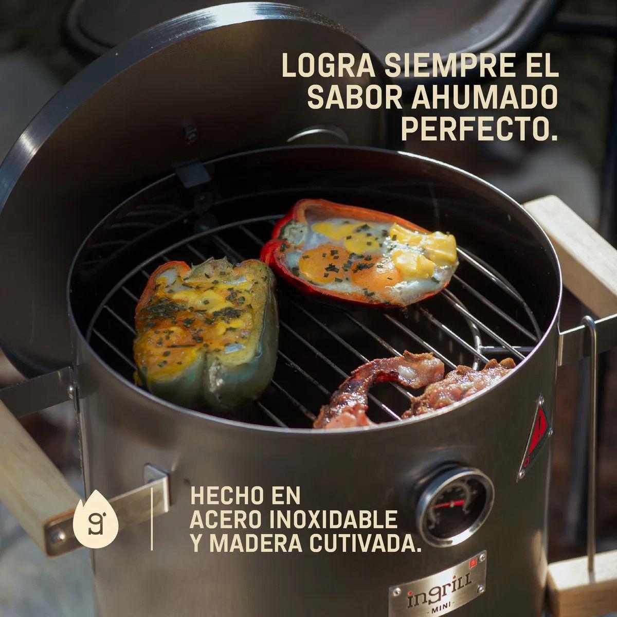 Barril Parrilla Ahumador y Asador Ingrill Mini Basik Plateado-4