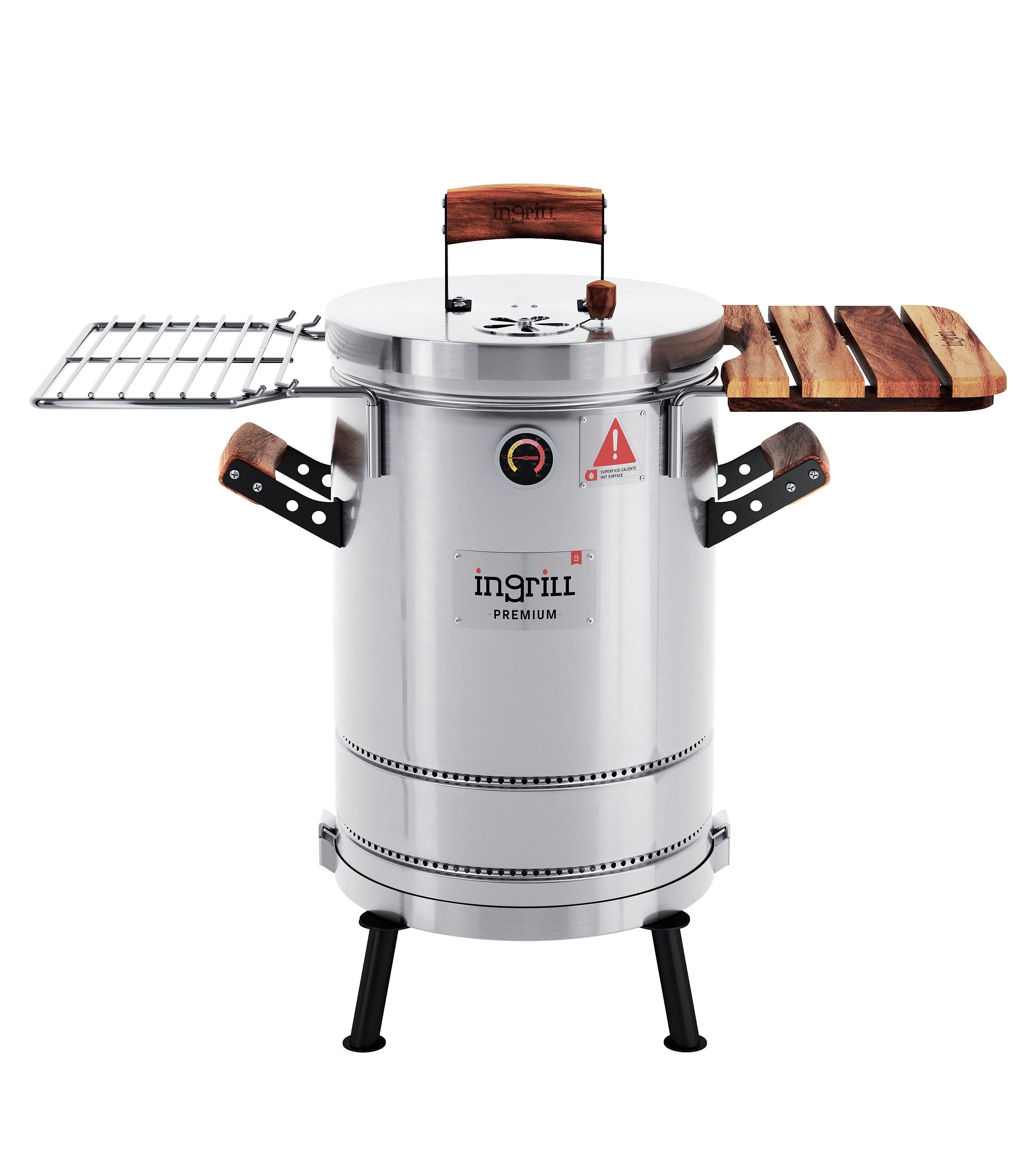 Barril Parrilla Ahumador y Asador Ingrill Pequeño Premium Plateado-0
