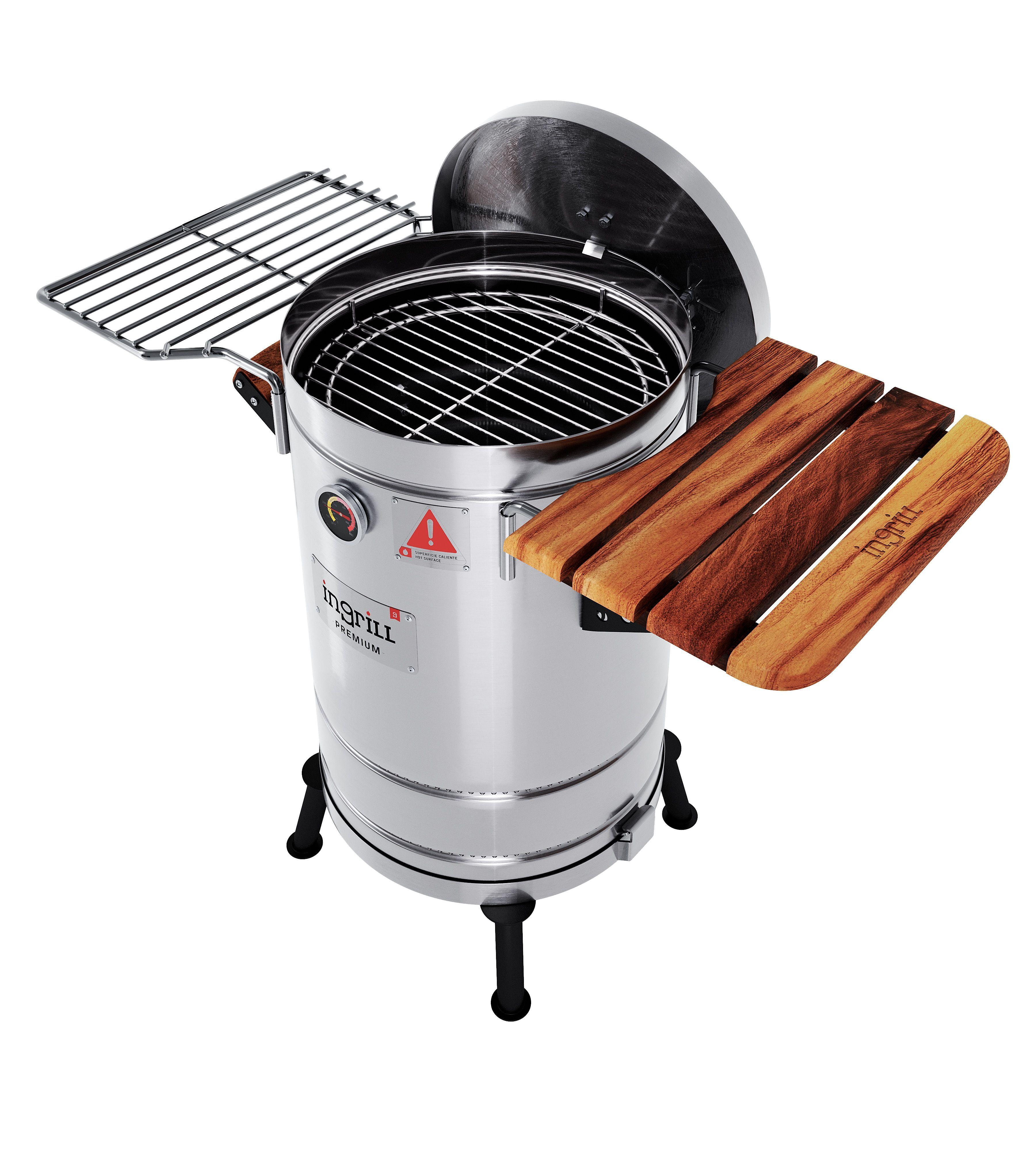 Barril Parrilla Ahumador y Asador Ingrill Pequeño Premium Plateado-2
