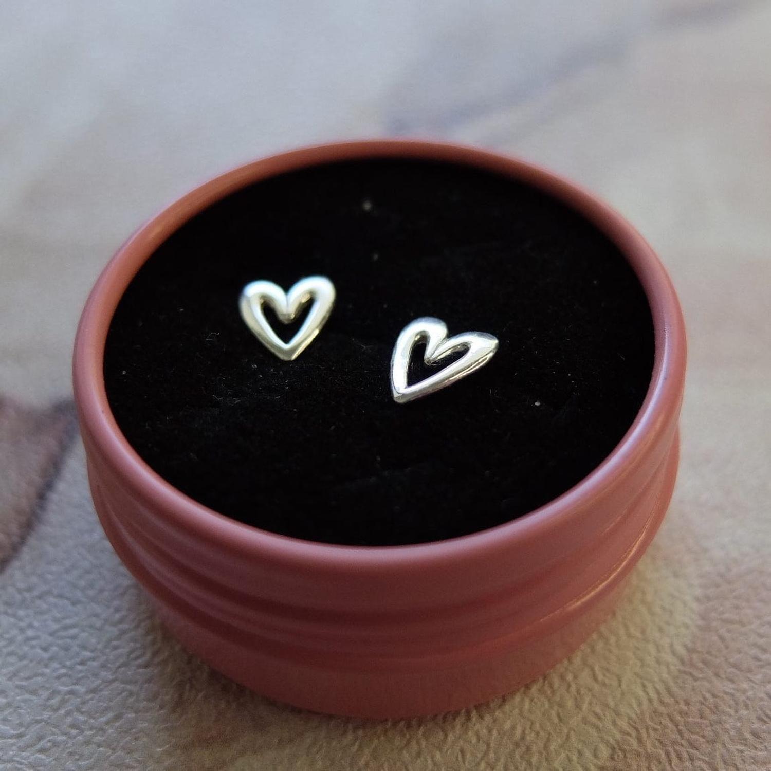 Aros Corazón Dibujado Plata-2