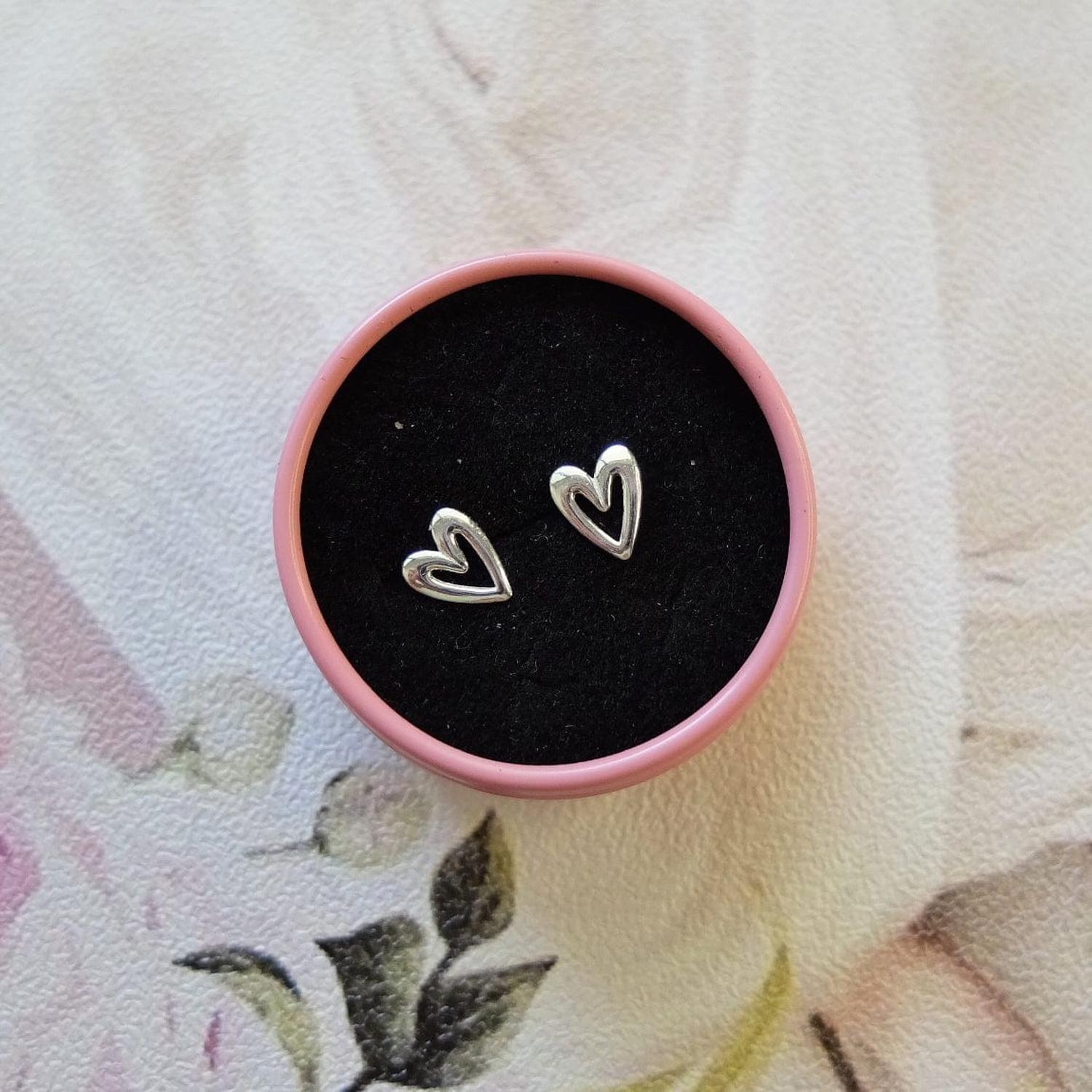 Aros Corazón Dibujado Plata-5