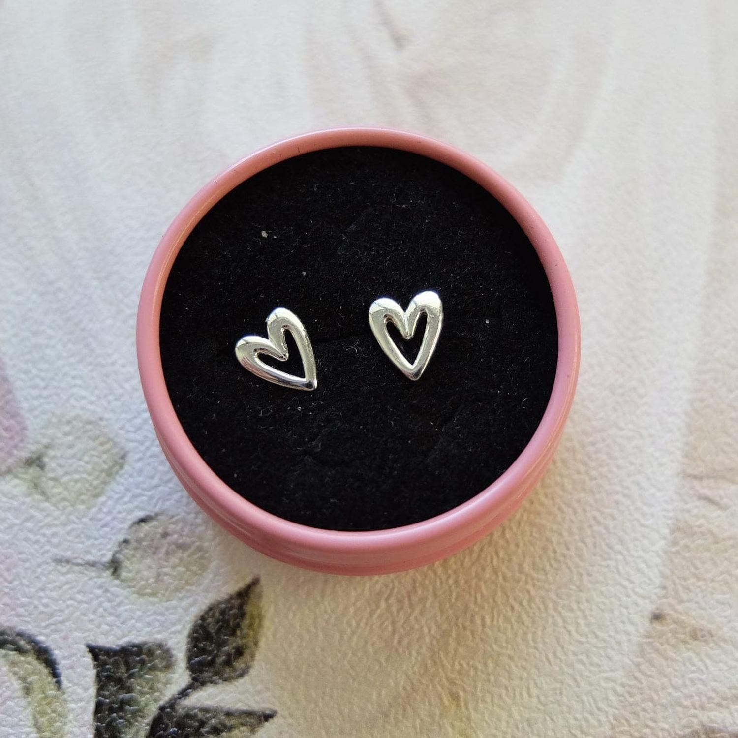 Aros Corazón Dibujado Plata-6