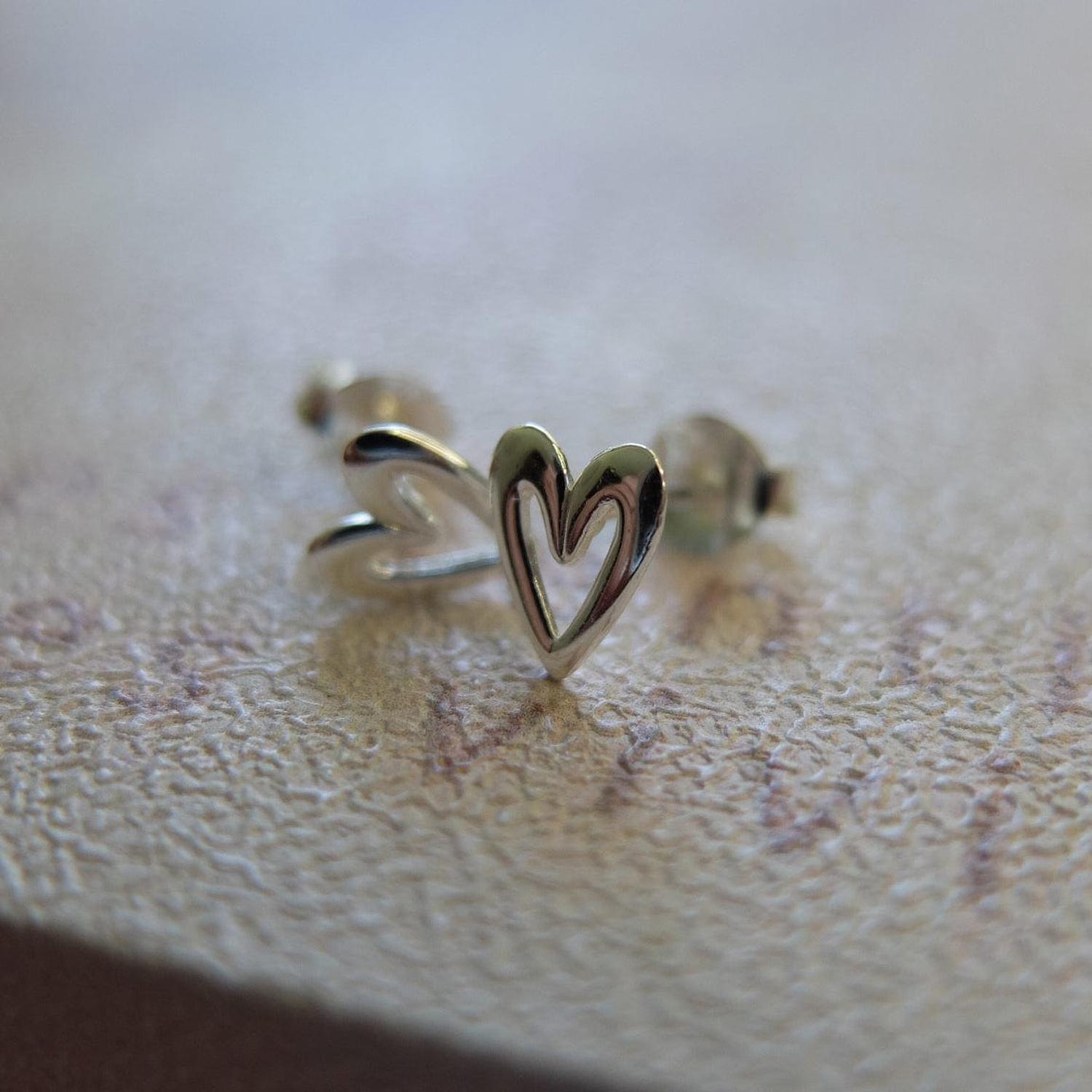 Aros Corazón Dibujado Plata-7