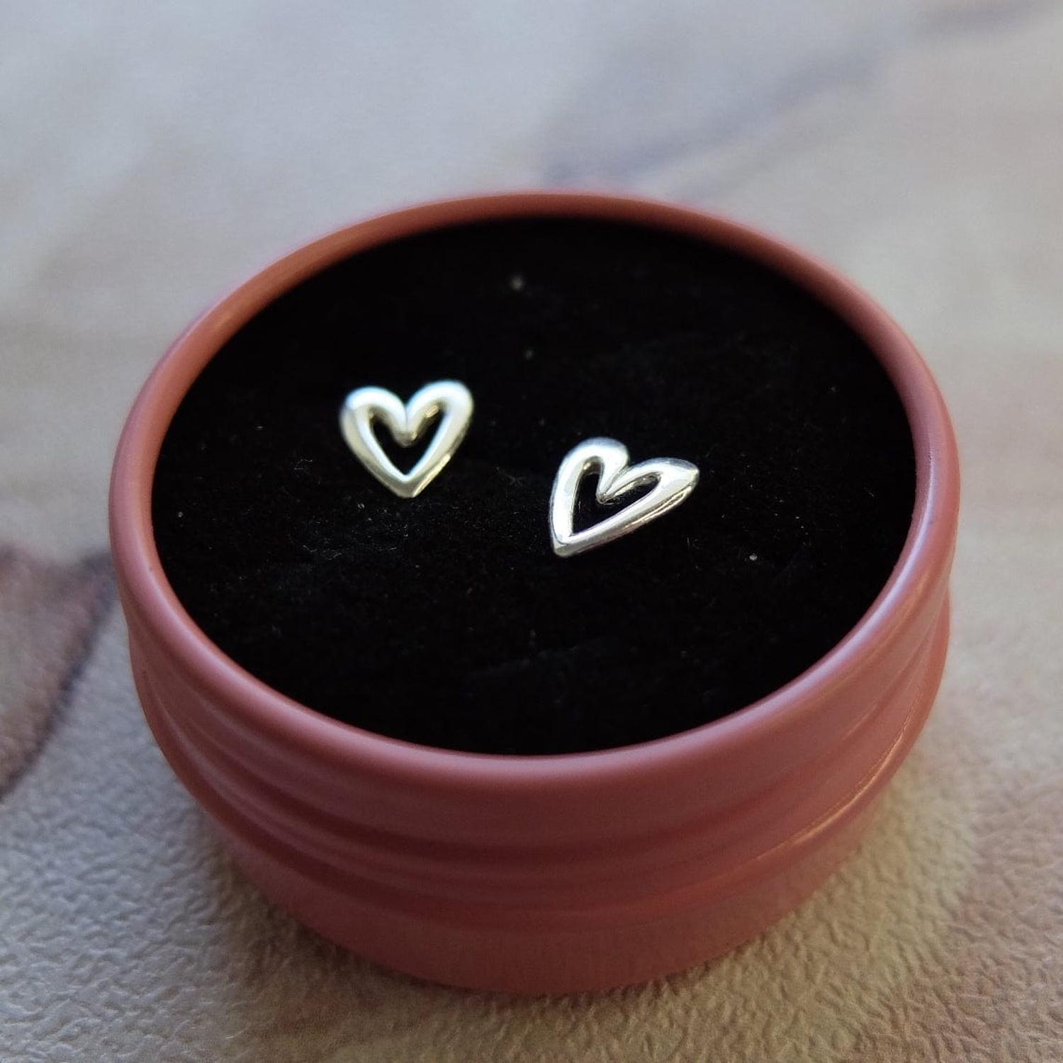 Aros Corazón Dibujado Plata-8