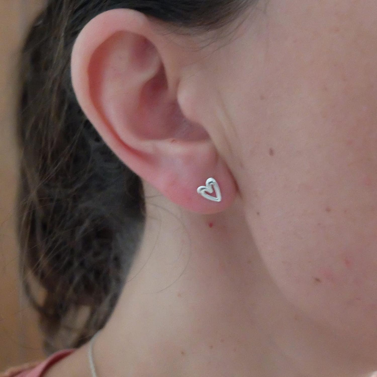 Aros Corazón Dibujado Plata-9