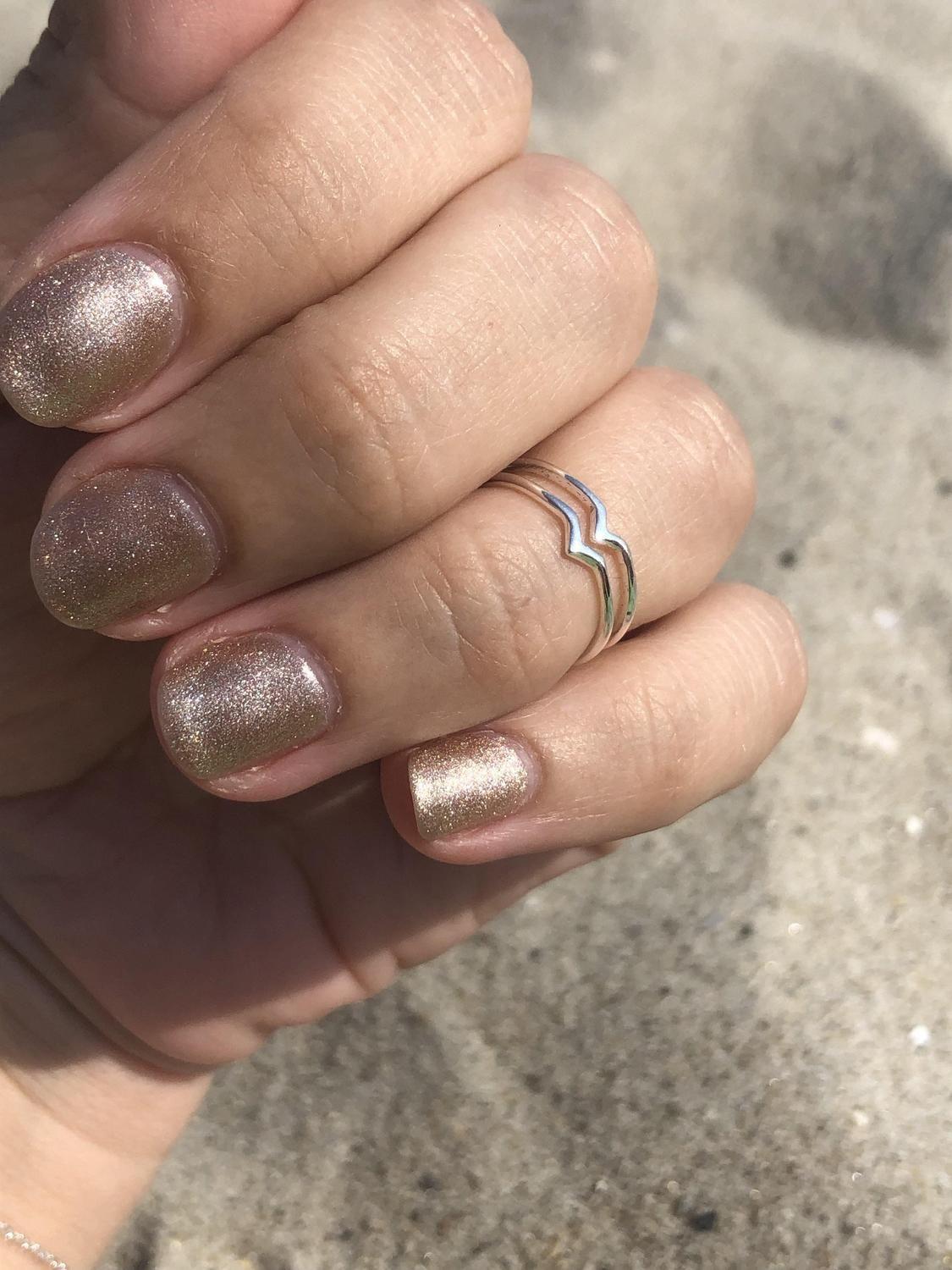 Anillo midi doble V plata-5