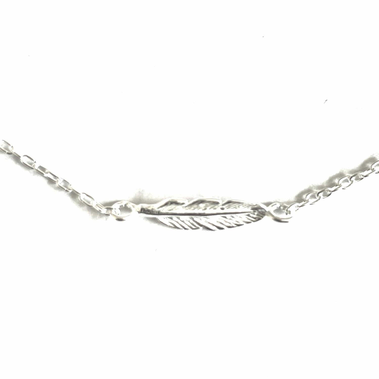 Pulsera pluma plata-2