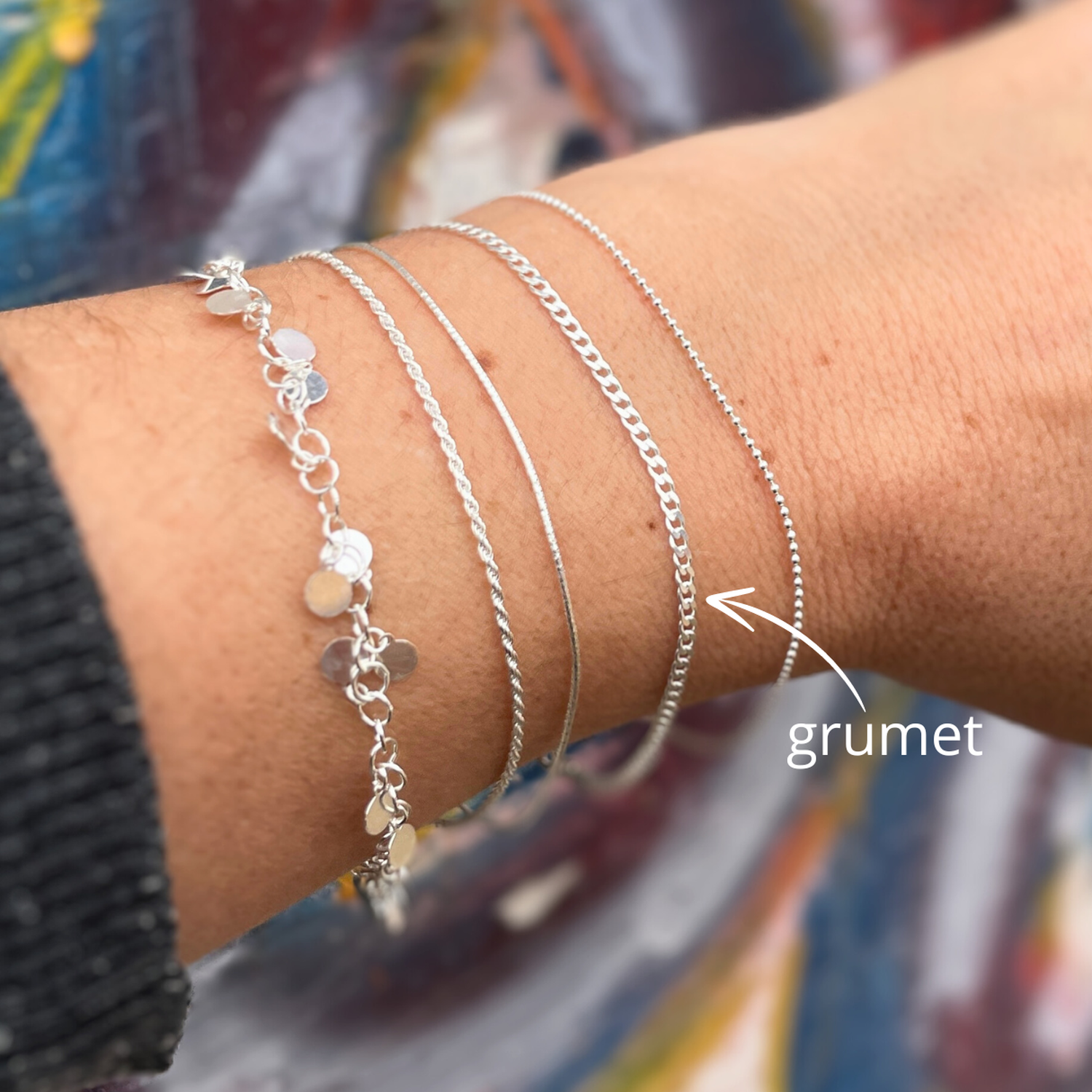 PULSERA GRUMET PLATA-3