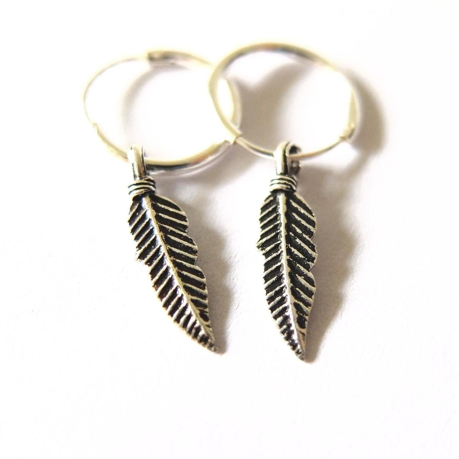 Aros Argolla Pluma Colgante Silver-0