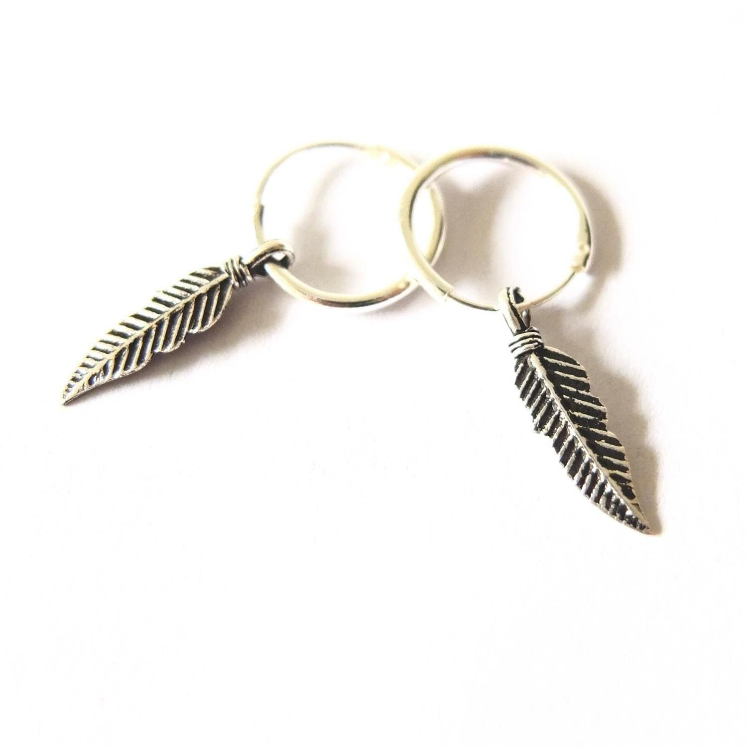 Aros Argolla Pluma Colgante Silver-4