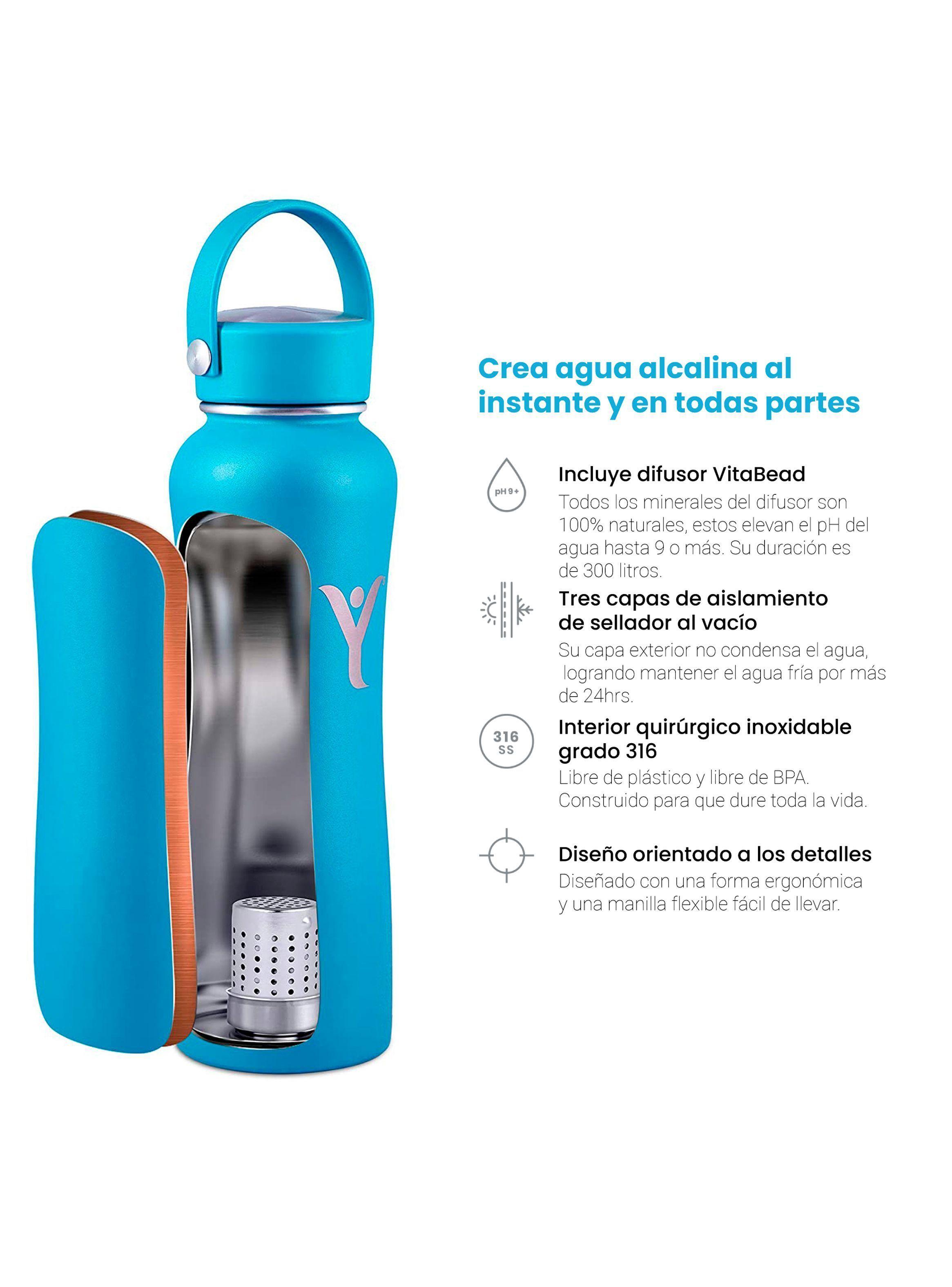 Botella Insulada de Agua Alcalina 621ml Azul Dyln-1